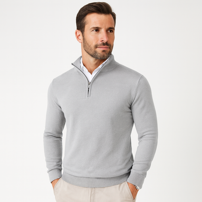 Heren Trui Ritskraag Luxe Zwart Mannen sweatshirt