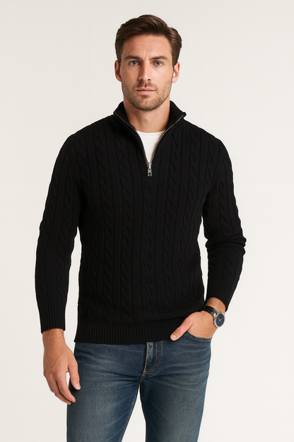 Heren Trui Half-Zip Luxe Hoge Kraag Stijlvol