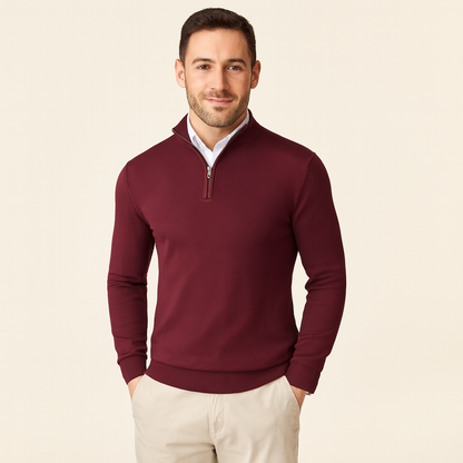 Heren Trui Ritskraag Luxe Zwart Mannen sweatshirt