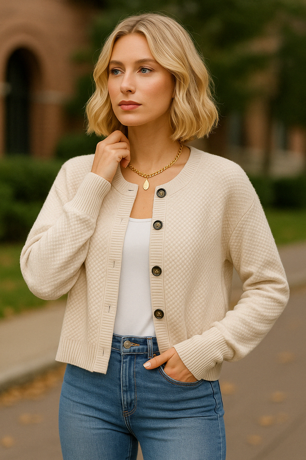 Gebreid Vest met Knopen en Relaxte Pasvorm - Mode Vibes
