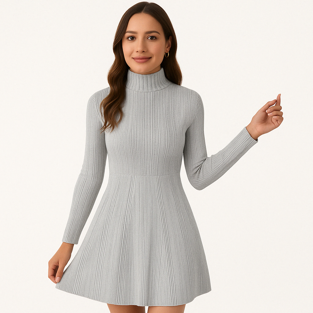 Gebreide Coljurk met Uitlopende Rok voor Vrouw - Mode Vibes