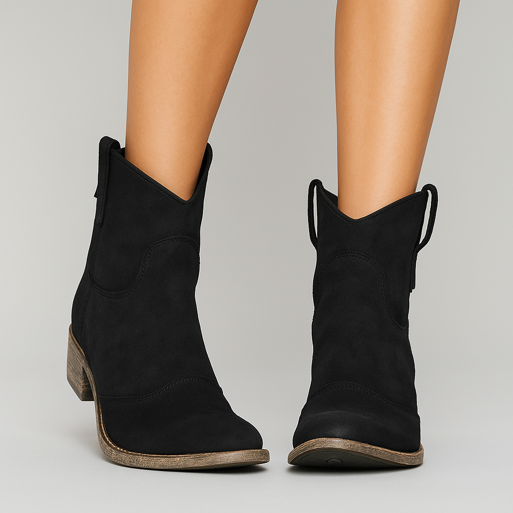 Dames Enkellaarzen Vintage Westernstijl Leer - Mode Vibes
