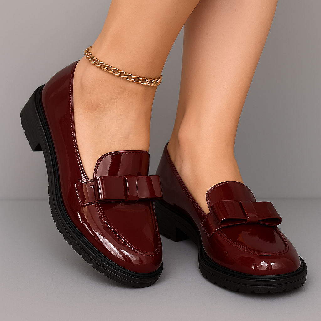 Dames Loafers van Leder met Strikdetail