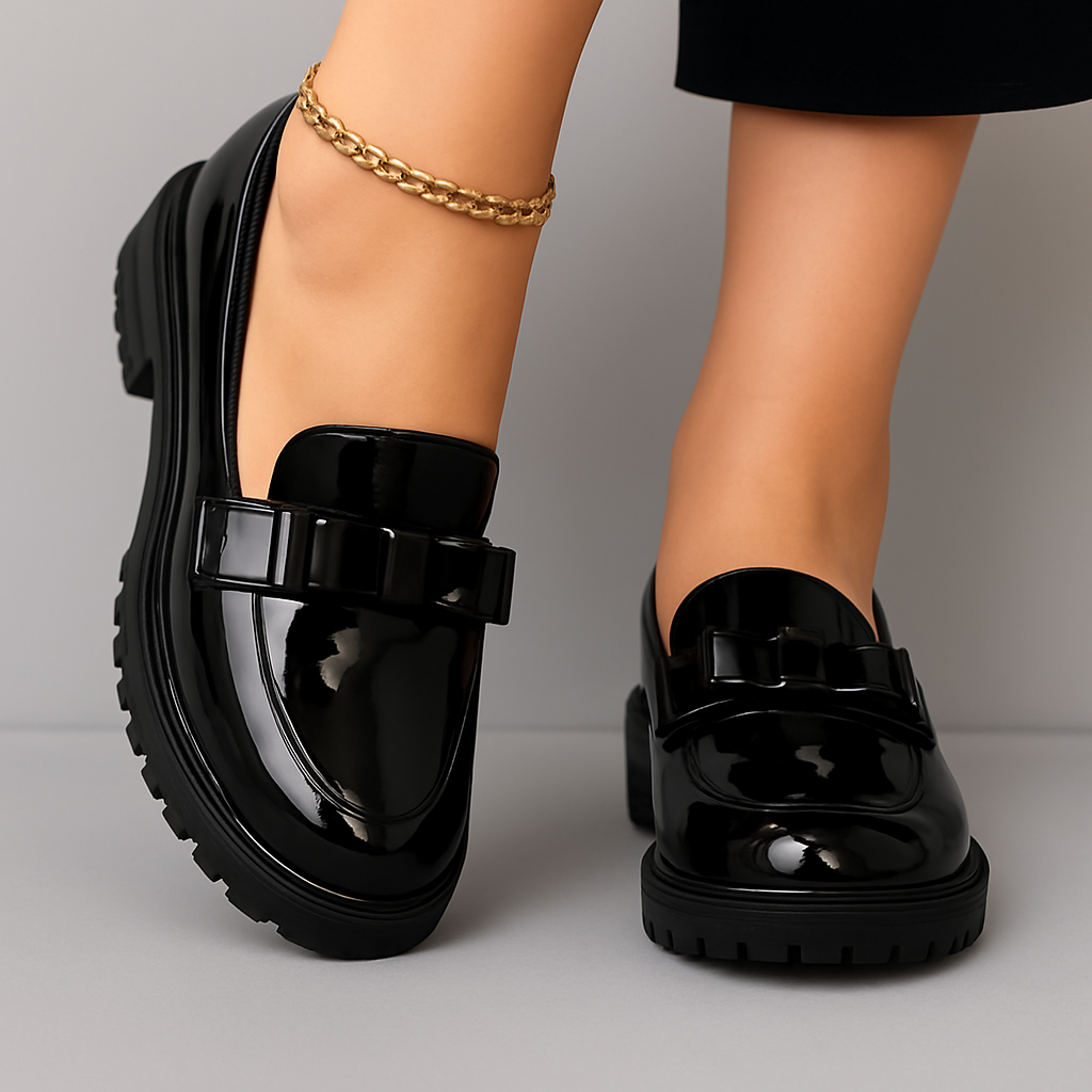 Dames Loafers van Leder met Strikdetail