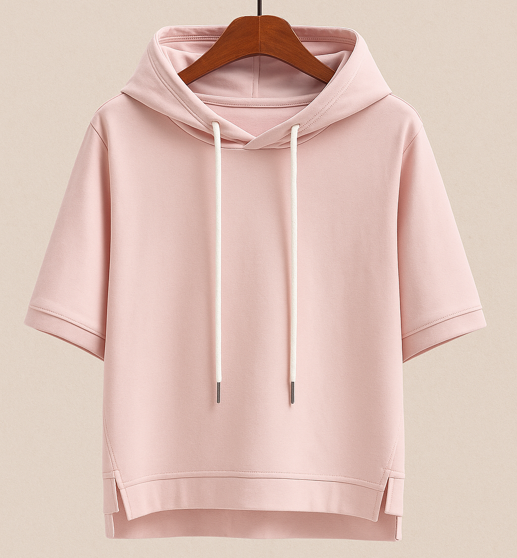 Dames Hoodie Katoen Korte Mouw Losse Pasvorm - Mode Vibes
