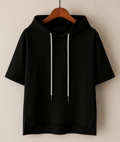 Dames Hoodie Katoen Korte Mouw Losse Pasvorm