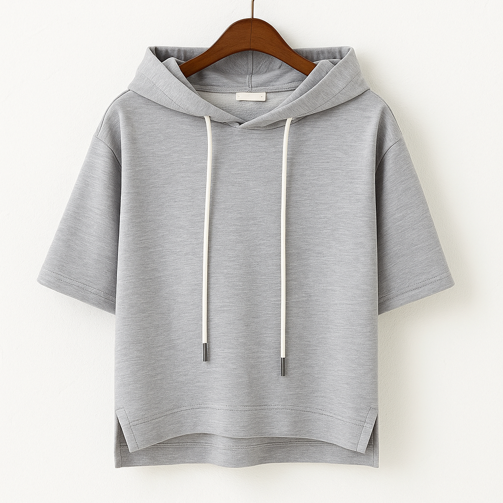 Dames Hoodie Katoen Korte Mouw Losse Pasvorm