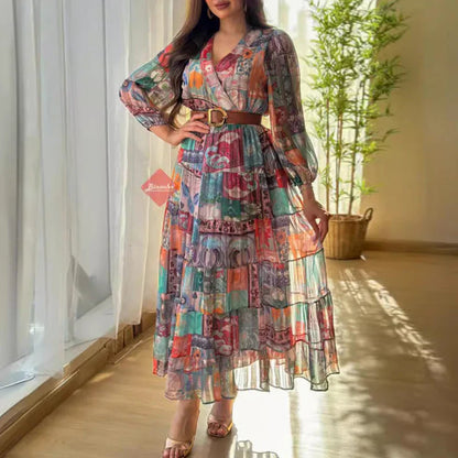 LaVieBelle Elegante Lange Mouwen Bohemien Feestjurk