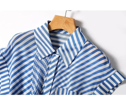 Zomer Chic Shirt Streep Vintage Blouse