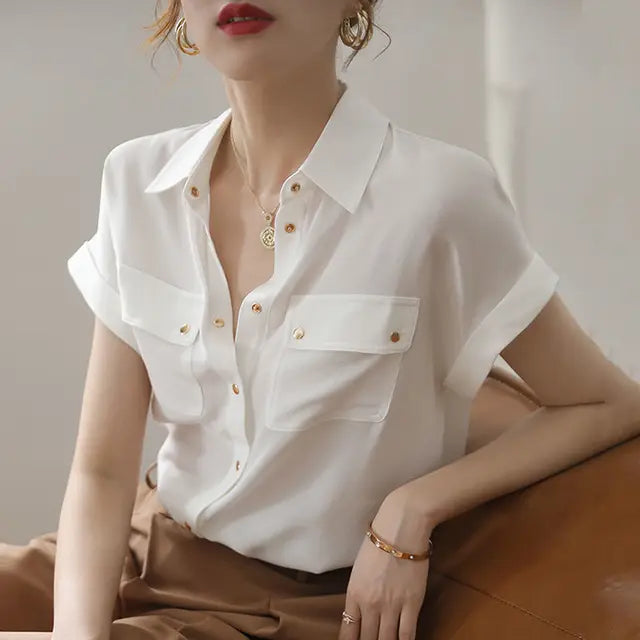 ZomerGlow Chiffon Witte Blouse