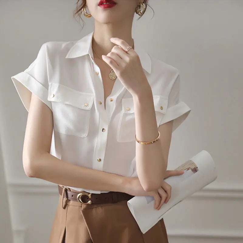 ZomerGlow Chiffon Witte Blouse