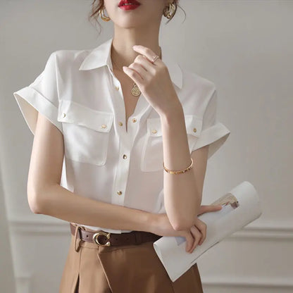 ZomerGlow Chiffon Witte Blouse