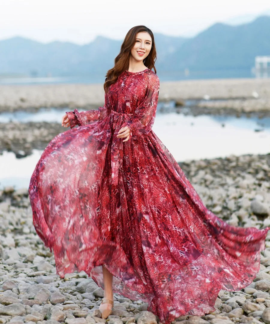 ZomerFlirt Wilde Bloem Chiffon Strandjurk