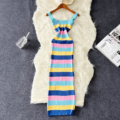 Stijlvolle Zomerse Regenboog Maxi Jurk