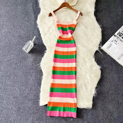 Stijlvolle Zomerse Regenboog Maxi Jurk