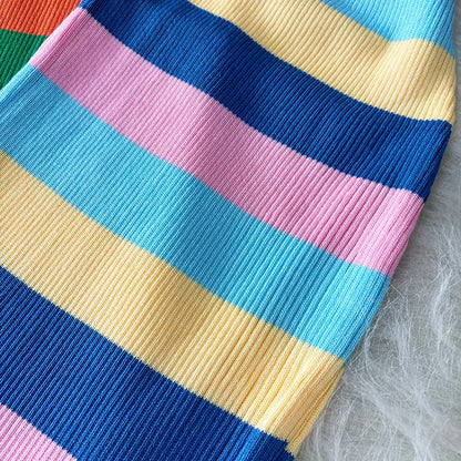 Stijlvolle Zomerse Regenboog Maxi Jurk
