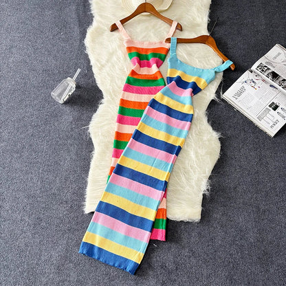 Stijlvolle Zomerse Regenboog Maxi Jurk