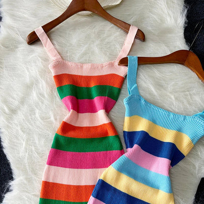 Stijlvolle Zomerse Regenboog Maxi Jurk