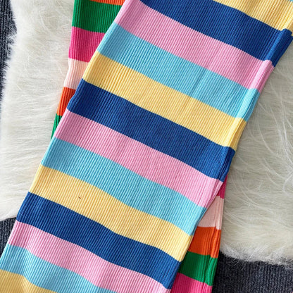 Stijlvolle Zomerse Regenboog Maxi Jurk