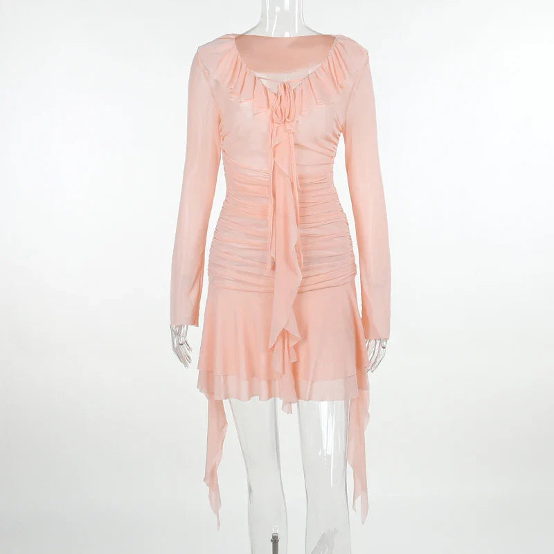Elegante Mesh Geplisseerde Damesjurk