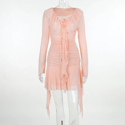 Elegante Mesh Geplisseerde Damesjurk