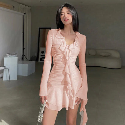 Elegante Mesh Geplisseerde Damesjurk