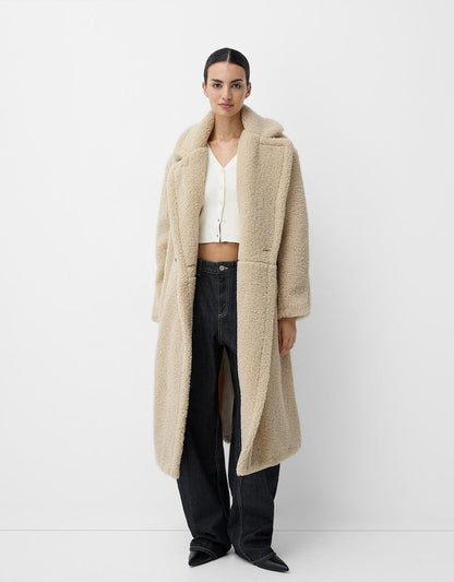 Christina | Coat di orsacchiotto a due file con placca a bottone in oversize