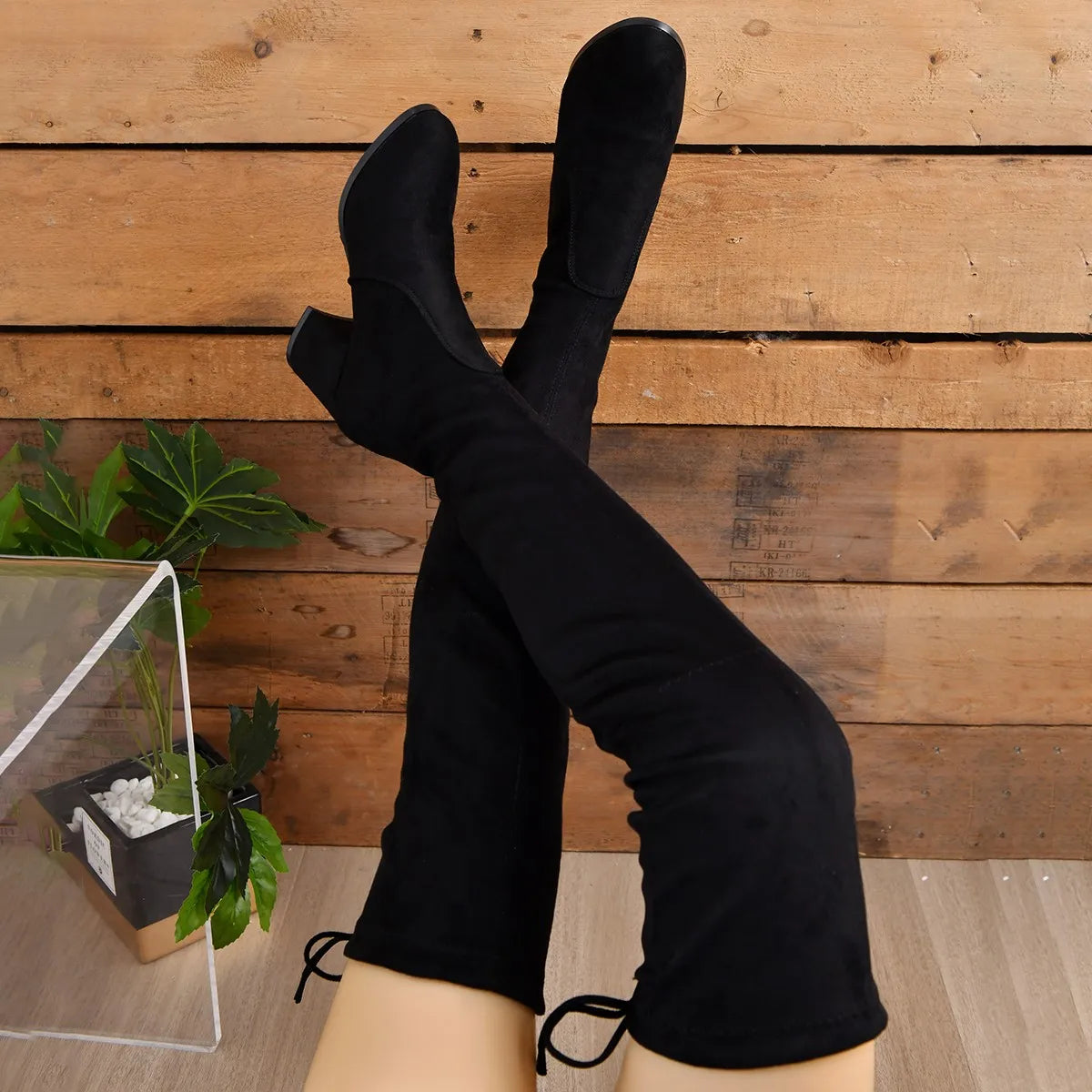 Dames Overknee Laarzen met Blokhak en Elegant Design