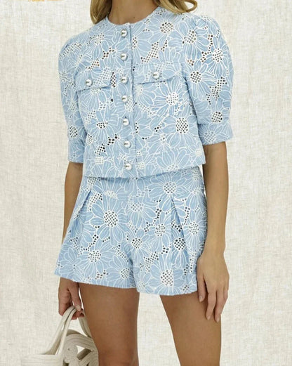Lunara Zomerstijl Blauw 2-Delige Set