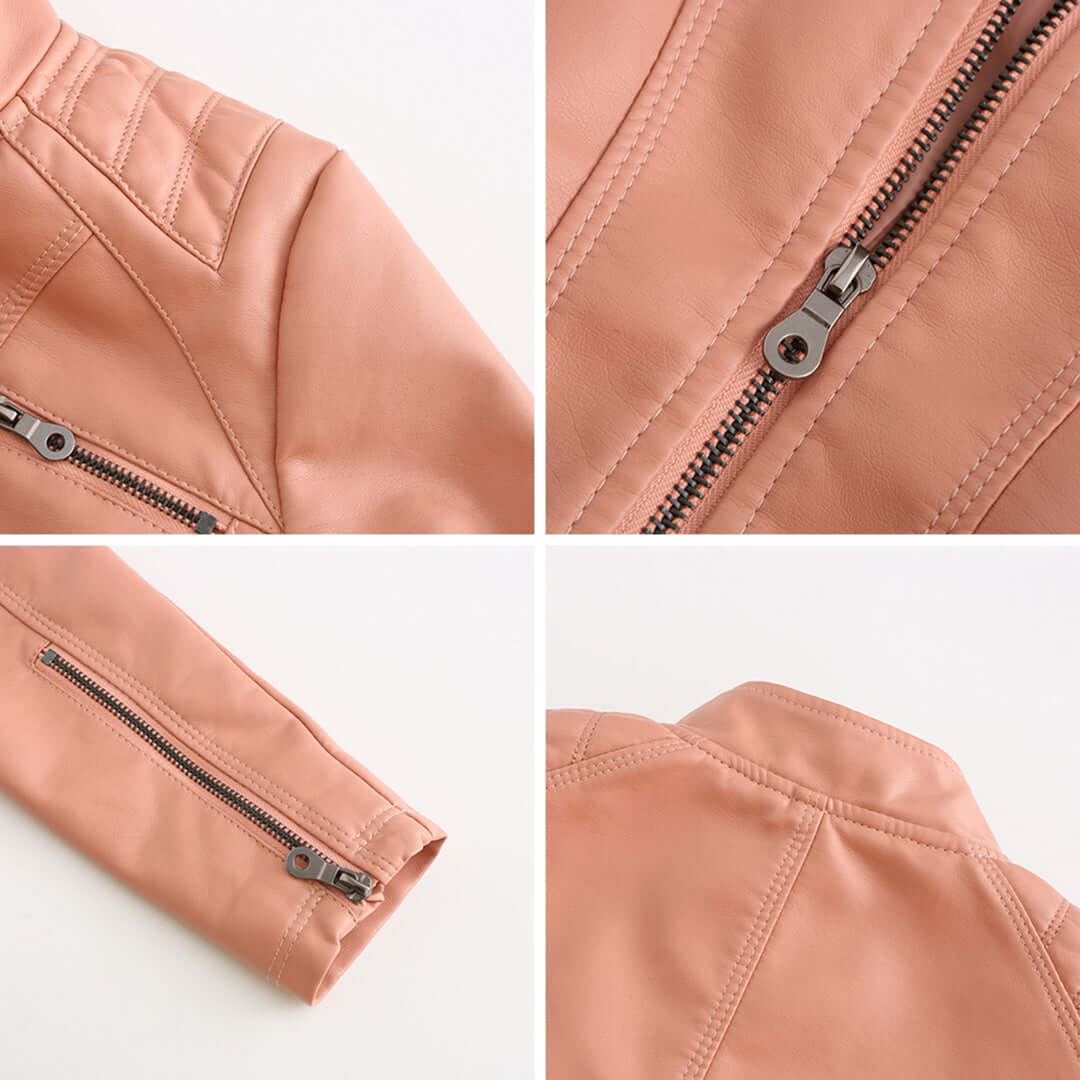 Dames Leren Jas met Tijdloze Elegante Look