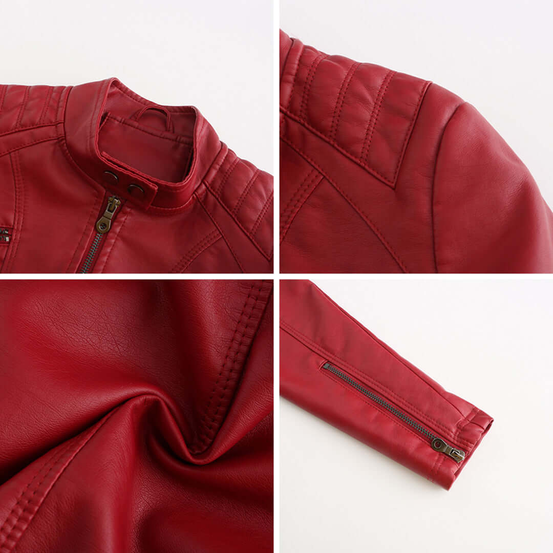 Dames Leren Jas met Tijdloze Elegante Look