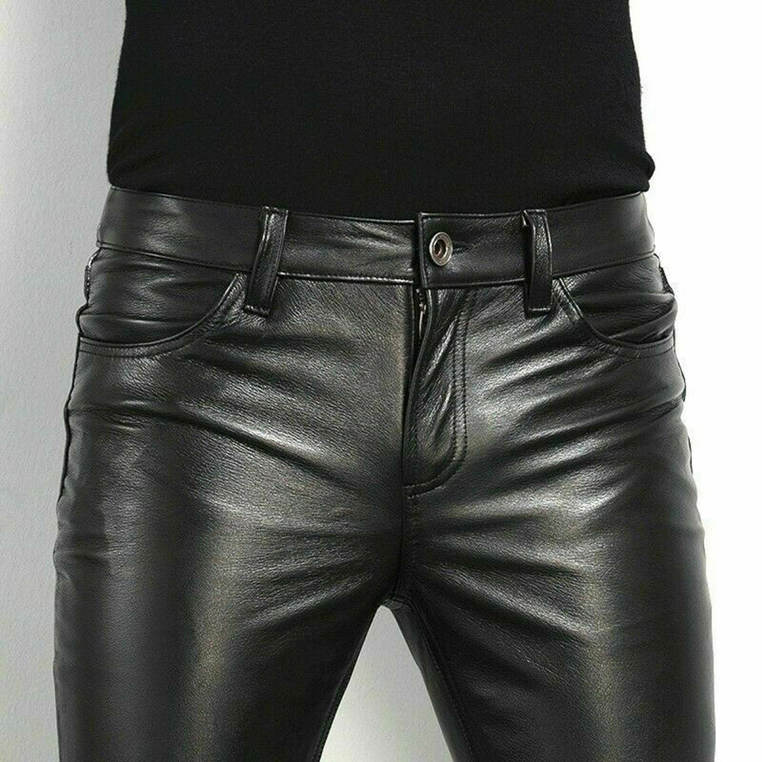 Heren Imitatieleer Broek Slim Fit Design