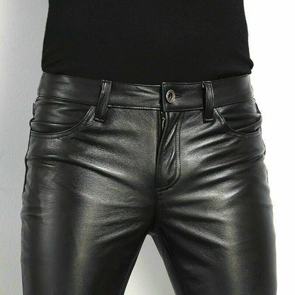 Heren Imitatieleer Broek Slim Fit Design