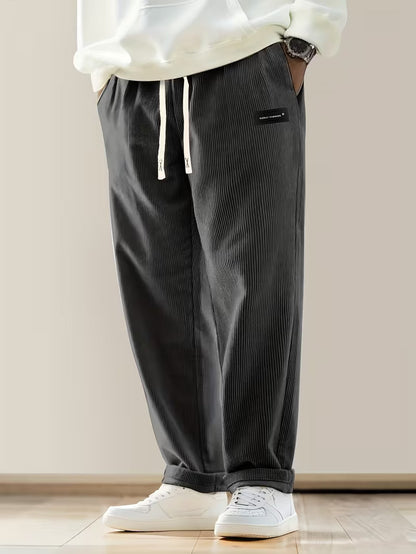 Relaxed Fit Corduroy Broek Rechte Pijpen Losse Zit - Mode Vibes