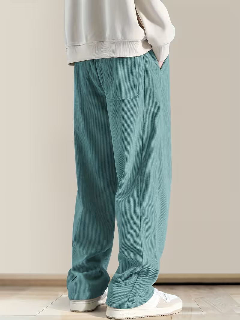 Corduroy broek met losse pasvorm en rechte pijpen