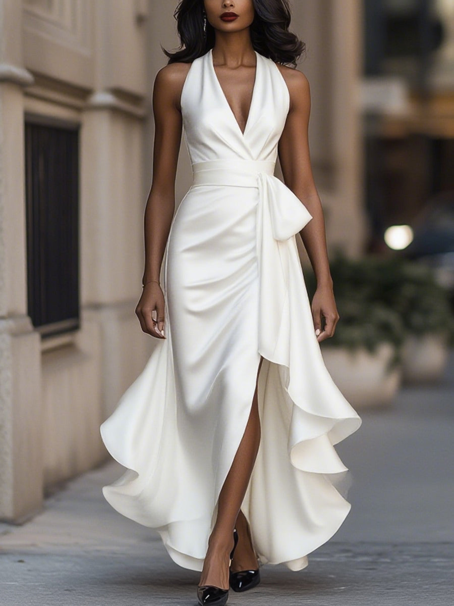 Crelia | Elegante Zwarte Lange Jurk Maxi met Avondomslag 7