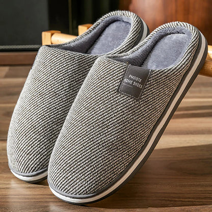 Cristiano | Antislip winterpantoffels in zachte gestreepte stof