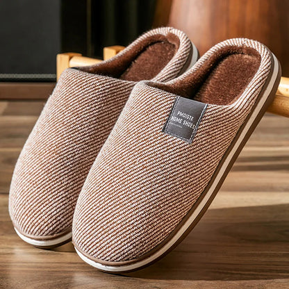 Cristiano | Antislip winterpantoffels in zachte gestreepte stof