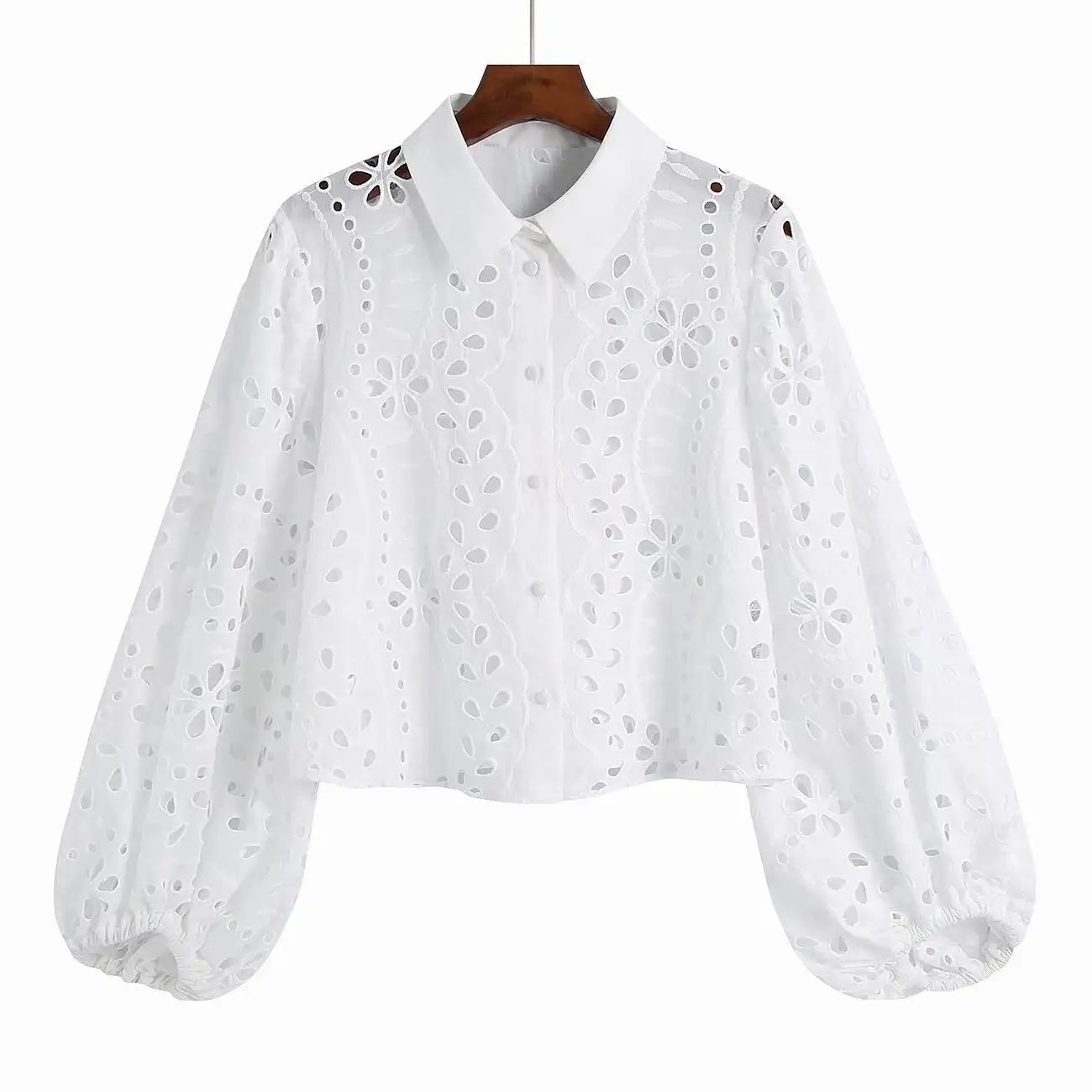 Zonnewindmode Betoverend Zomerwitte Blouse met Kantwerk en Borduurwerk