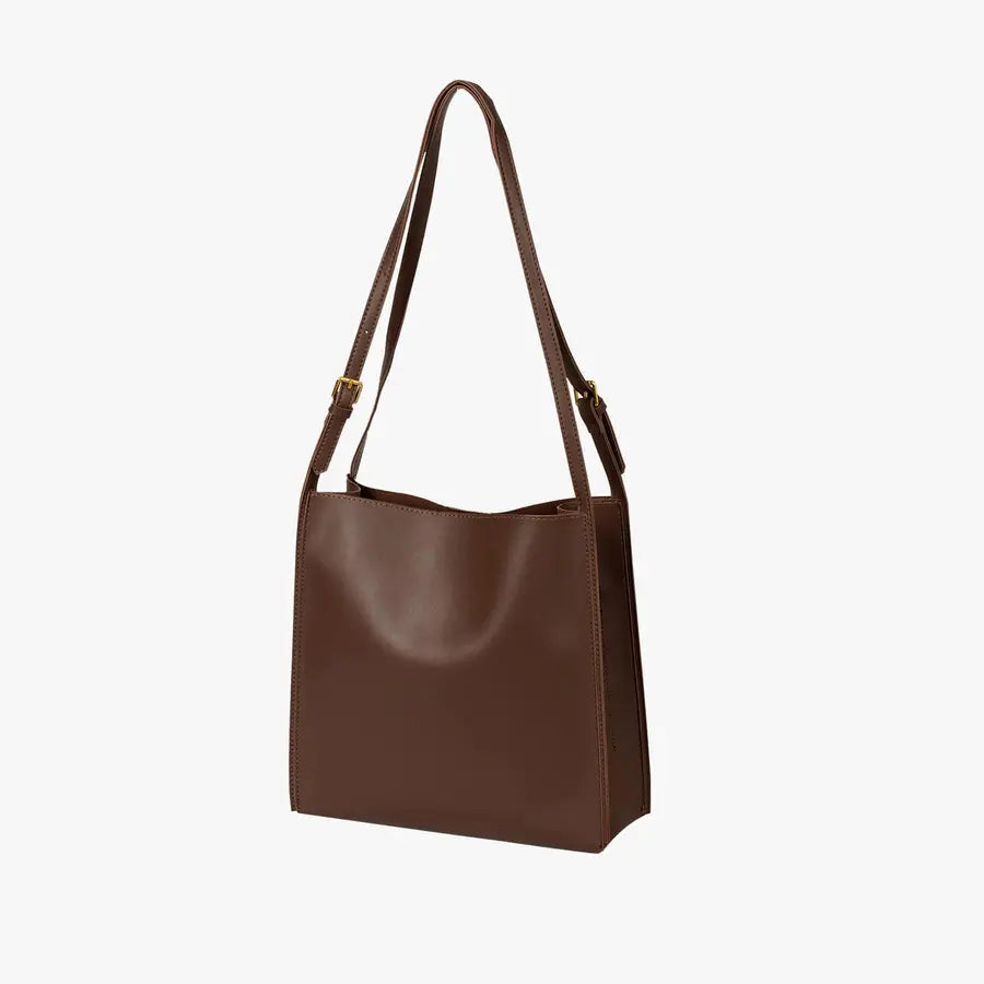 Leren Schoudertas Roos Boxy Model met Dunne Band