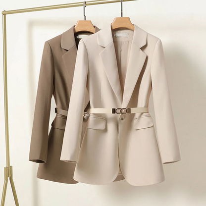 Dames Blazer met Ceintuur en Reverskraag Taille Model