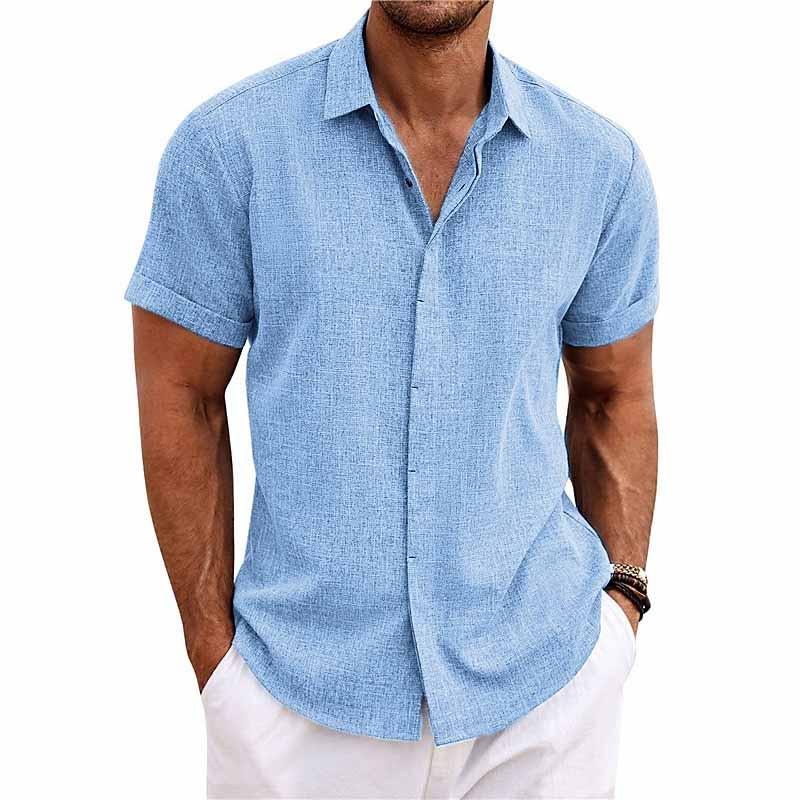 Davian Retro Linnen Overhemd – Heren Casual Vintage Shirt