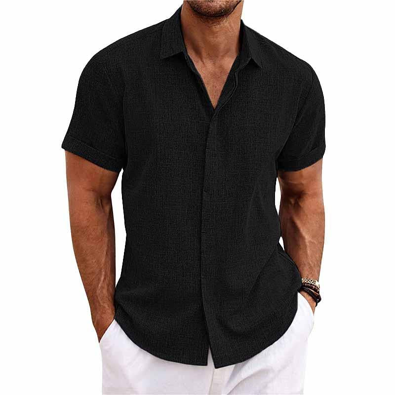 Davian Retro Linnen Overhemd – Heren Casual Vintage Shirt