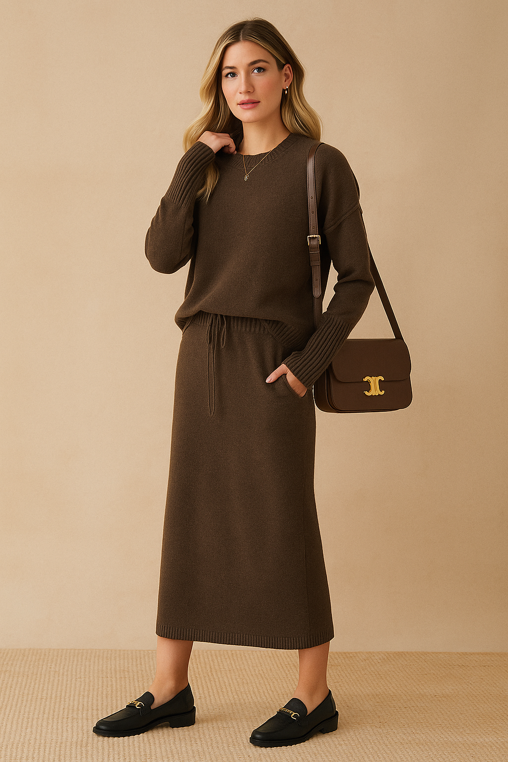 Dames Gebreide Set Rok en Trui Stijlvolle Kleding