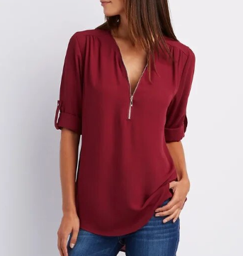 Vrouwen Blouse Met Ritssluiting Comfortabel en Stijlvol
