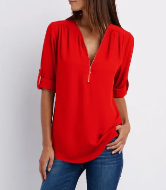 Vrouwen Blouse Met Ritssluiting Comfortabel en Stijlvol