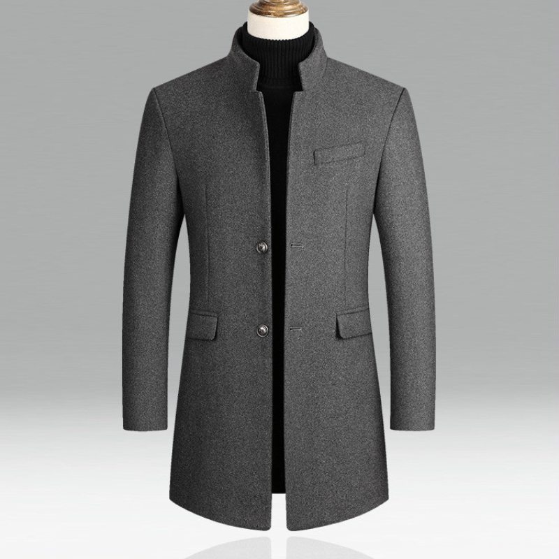 Heren Mantel met Opstaande Kraag – Elegante Winterjas in Wolmix