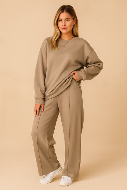 Dames Tweedelige Set Oversized Broek en Crewneck Korean Style