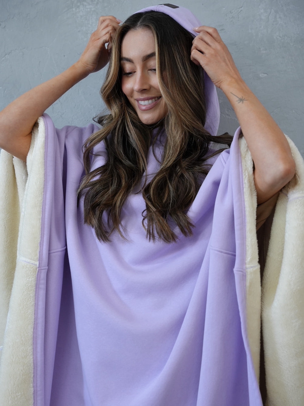 Fleece Poncho met Capuchon Luxe Warm en Zacht