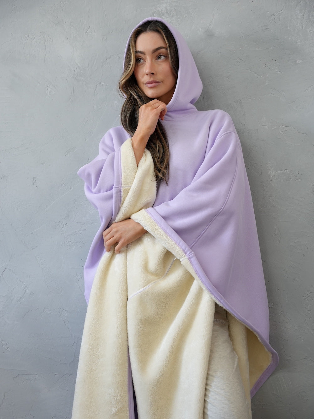 Fleece Poncho met Capuchon Luxe Warm en Zacht